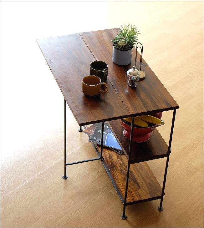 楽天市場 シェルフ 木製 アイアン 可動式 折りたたみ 棚付き オープンラック オープンシェルフ 天然木 無垢 おしゃれ アジアン キッチンカウンター テーブル 間仕切り 収納 幅80 奥行50 25 完成品 シーシャム アイアンのエクステンションテーブル ギギｌｉｖｉｎｇ