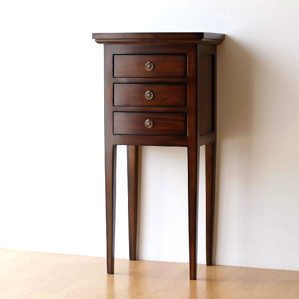 楽天市場】チーク無垢材 チェスト 木製 総無垢材 電話台 3段