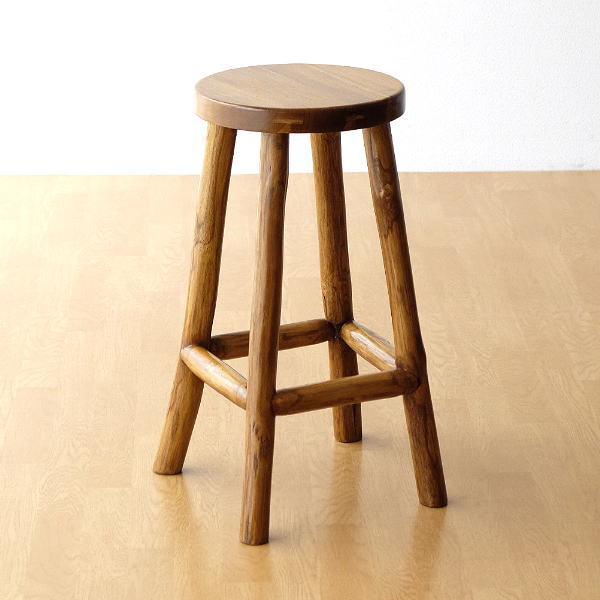 楽天市場】スツール チーク無垢材 天然木製スツール 丸椅子 カウンター 