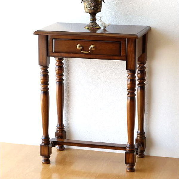 楽天市場】アンティーク風サイドテーブル 花台 電話台 木製