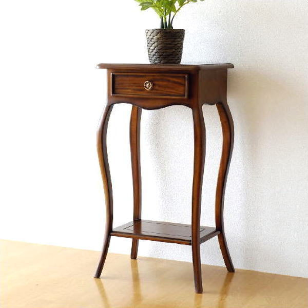 木製 ラック 飾り棚 電話台 サイドテーブル 花台 2段 木目調 昭和
