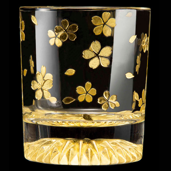 黄金のロックグラス 全周 桜 GOLD LEAF ROCK GLASS
