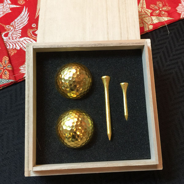 金箔ゴルフどんぶり鉢・ティーセット 桐箱入