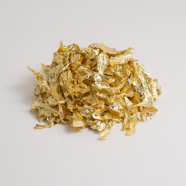 「金箔切廻縁付 二号色（1g入）」二号色 金箔フレーク 切廻 1g 工芸用 材料 画材 手芸 蒔絵 アクセサリー ハンドメイド DIY 金沢箔 金箔 金 箔座