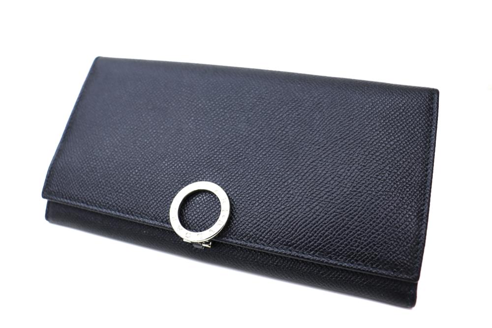 【中古】BVLGARI ブル小峡谷 長札入れ   黒いこと 長札入れ メンズ財布-財布・ケース