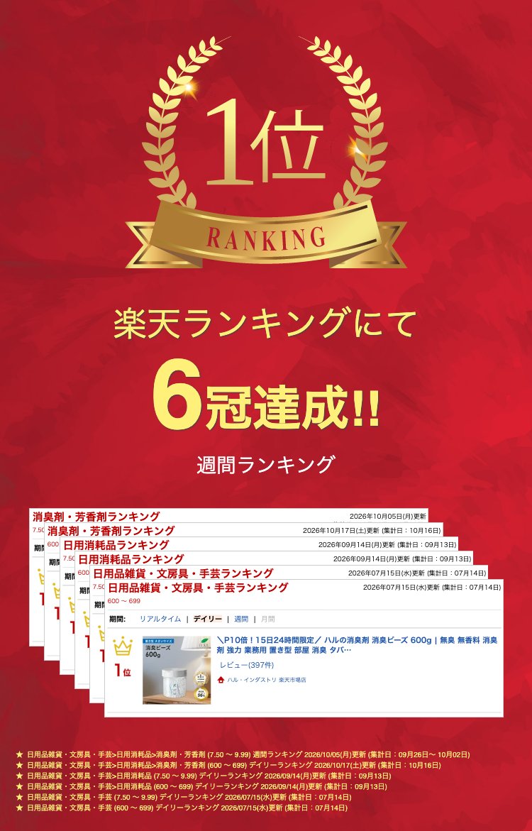 ハルの消臭剤 エアソフィア 消臭ビーズ 600g（無臭・無香料）（2枚目）