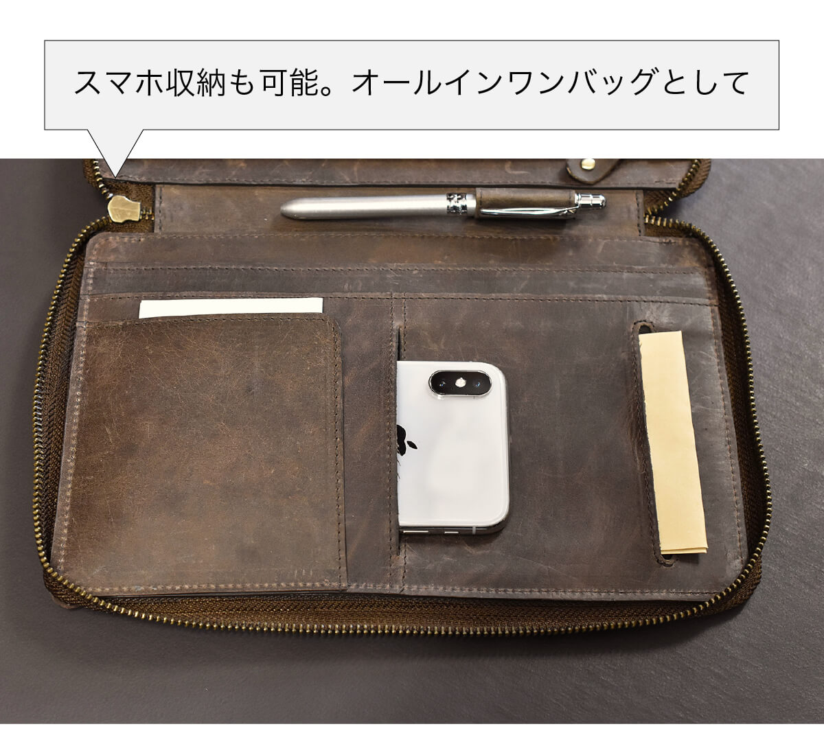 オールインワン 長財布 通帳ケース スマホ収納 ガジェットケース メンズ レディース 仕分け パスポート 本革 牛革 持ち運び マルチケース 大容量 封筒入れ バッグインバッグ ビジネス 家計簿 母の日 プレゼント Painfreepainrelief Com