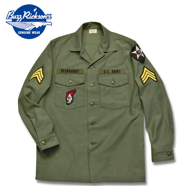 BUZZ RICKSON\u0027S（バズリクソン）OG-107ありがた味制服 SHIRT MAN\u0027S COTTON SATEEN OLIVE GREEN SHADE 107 \