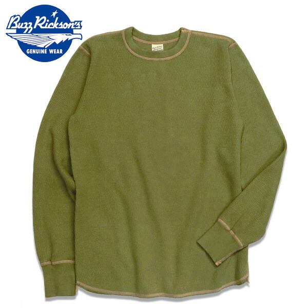 BUZZ RICKSON'S（バズリクソン）THERMAL T-SHIRTS（長袖サーマルクルーネックTシャツ）【BR63755】オリーブ｜ＨＡＬＬＯ-ＷＩＮ