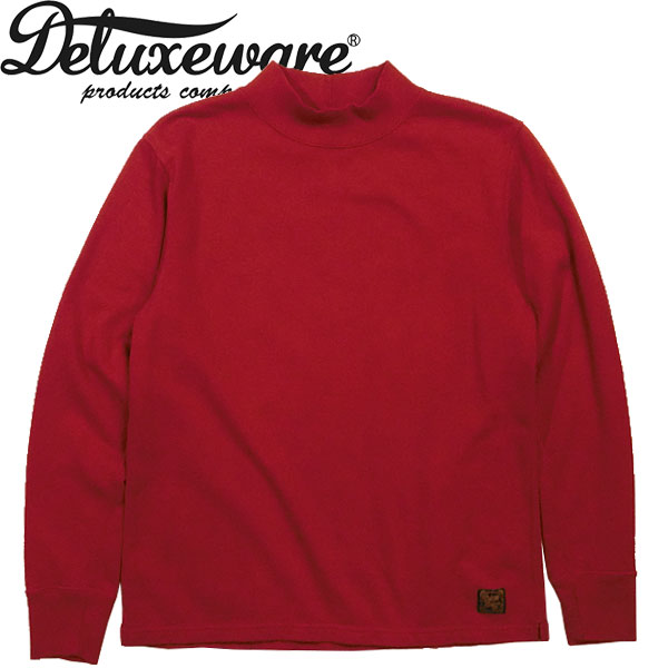 Deluxeware（デラックスウエアー）最薄吊裏毛モックネックシャツM300-00 MOCK NECK KNIT【うす暗い赤いこと・DARK.RED】