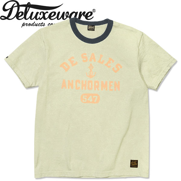 Deluxeware（デラックスウエアー）半袖プリントリンガーTシャツDXTS-2503 ANCHOR【GREEN.WASH・グリーンウォッシュ】