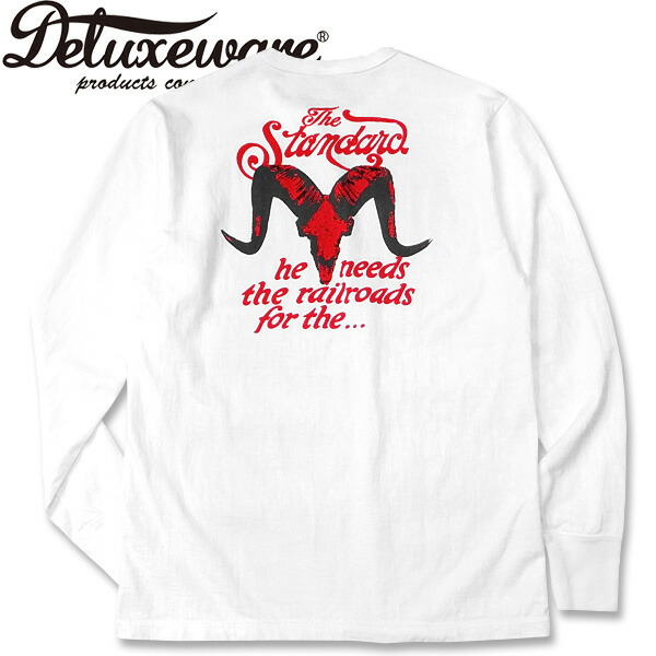 Deluxeware（デラックスウエアー）長袖プリントTシャツ【SLL-02 STANDARD】ホワイト