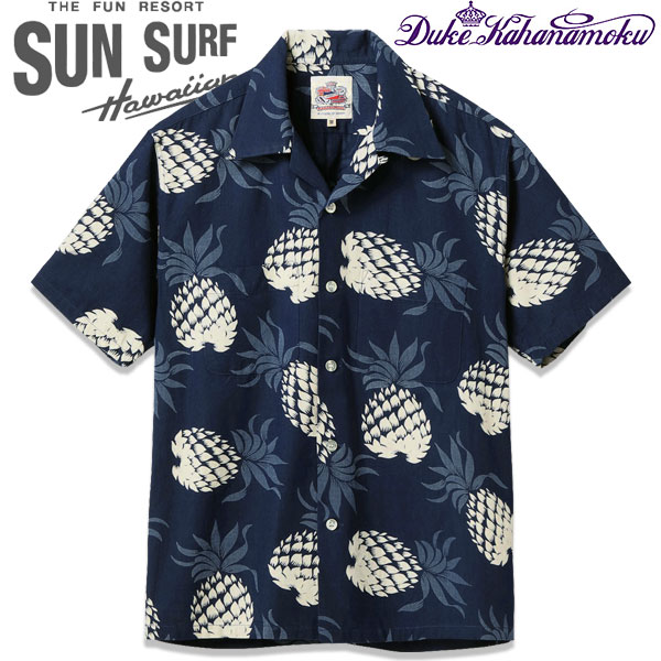 SUN SURF(サンサーフ)DUKE KAHANAMOKU INDIGO COTTON HAWAIIAN SHIRT（デュークカハナモクインディゴコットンハワイアンシャツ）\