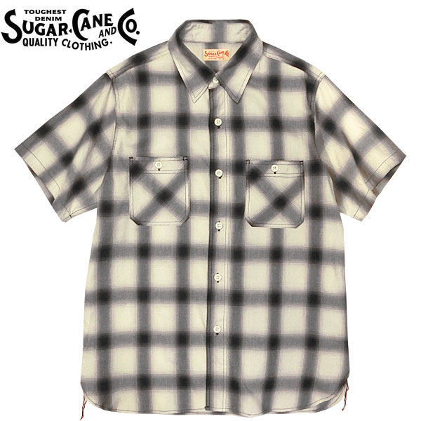 東洋エンタープライズSUGAR CANE（シュガーケン） OMBRECHECK S/S WORK SHIRT （オンブレチェック半袖ワークシャツ）SC39519【105）OFF WHITE・オフホワイト】｜ＨＡＬＬＯ-ＷＩＮ