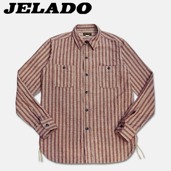 JELADO(ジェラード）30's Dobby Stripe "CARPENTER SHIRTS"（ドビーストライプカーペンターシャツ）【5MH-1222】オールドレッド｜ＨＡＬＬＯ-ＷＩＮ