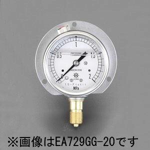 ★ポイント10倍★ 4/4~4/10 お買い物マラソン(要エントリー) 75mm/0-2.0MPa つば付圧力計(ｸﾞﾘｾﾘﾝ入)