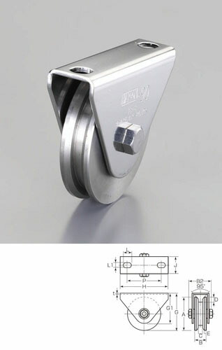 ★ポイント10倍★ 4/14~4/17 お買い物マラソン(要エントリー) 60mm/ 500kg 戸車[Ｖ型･重量用･ｽﾃﾝﾚｽ製)