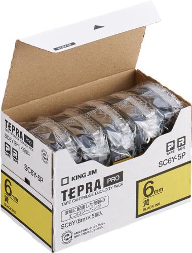 ★ポイント10倍★ 4/14~4/17 お買い物マラソン(要エントリー) 6mm テープカセット(黄/5個入り)