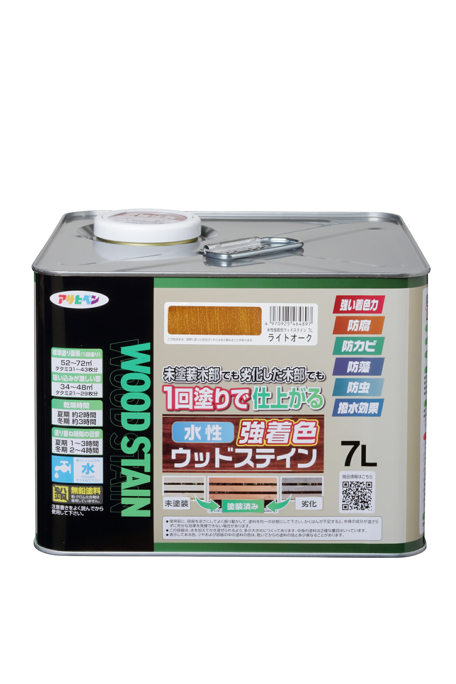 ★ポイント10倍★ 4/14~4/17 お買い物マラソン(要エントリー) アサヒペン AP 水性強着色ｳｯﾄﾞｽﾃｲﾝ 7L ﾗｲﾄｵｰｸ