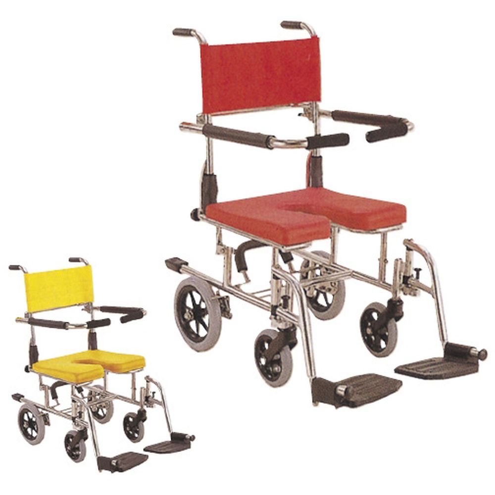 ★ポイント10倍★ 4/4~4/10 お買い物マラソン(要エントリー) 松吉医科器械 シャワー用車いす（座高調整式） レッド KS10（ステンレスセイ） 1台 カワムラサイクル 20-6790-0002　販売セット入数：1 病棟 看護 入浴 清拭用品 シャワーキャリー