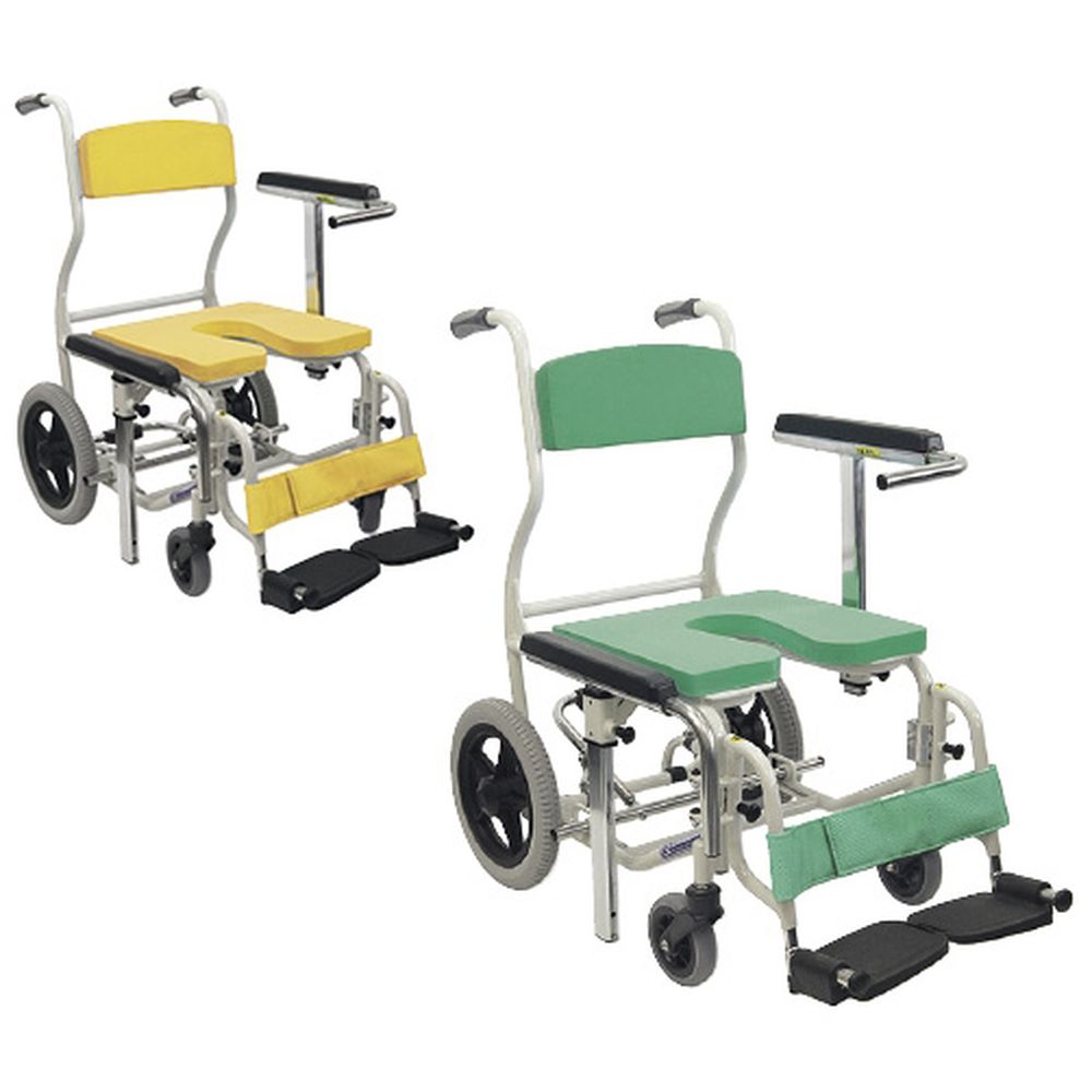 ★ポイント10倍★ 4/4~4/10 お買い物マラソン(要エントリー) 松吉医科器械 シャワー用車いす（シート着脱式） グリーン KS12 1台 カワムラサイクル 24-2387-0002　販売セット入数：1