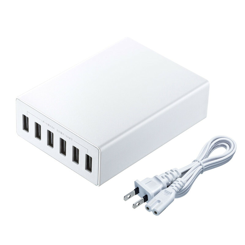 ★ポイント10倍★ 7/19~7/26 お買い物マラソン(要エントリー) サンワサプライ USB充電器 6ﾎﾟｰﾄ･合計12A･ﾎﾜｲﾄ 入数：1｜HALLOC　店