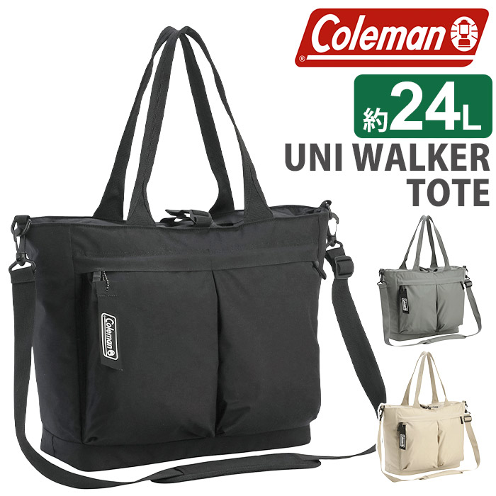 トートバッグ Coleman コールマン 2026 春夏 新作 【認定販売店】 ユニウォーカートート 2WAY 正規品 ユニセックス 男女兼用 トート ショルダー ショルダーバッグ 手提げ 斜め掛け タブレット バッグ カバン 通勤 ブラック A4 B4 24L UNI WALKER TOTE