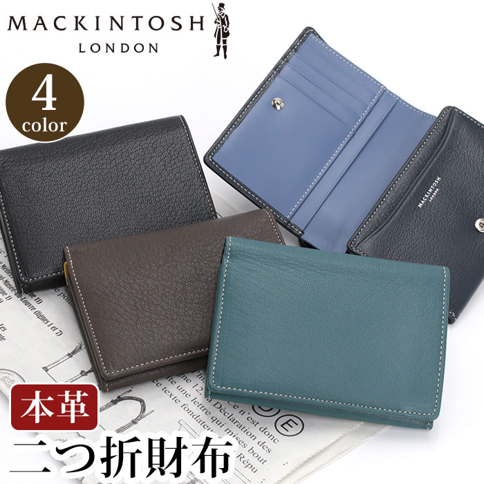 二つ折財布 MACKINTOSH LONDON マッキントッシュ ロンドン 財布 MOUSSE ムース 中BOX札入ワイド 正規品 折財布 ウォレット ユニセックス 男女兼用 小銭入れ カード収納 本革 牛革 革財布 ヤギ革 ビジネス 仕事 通勤 上質 高級感 黒 ブラック 6060071 お返し 【CPT】｜HALLSHOT ホールショット