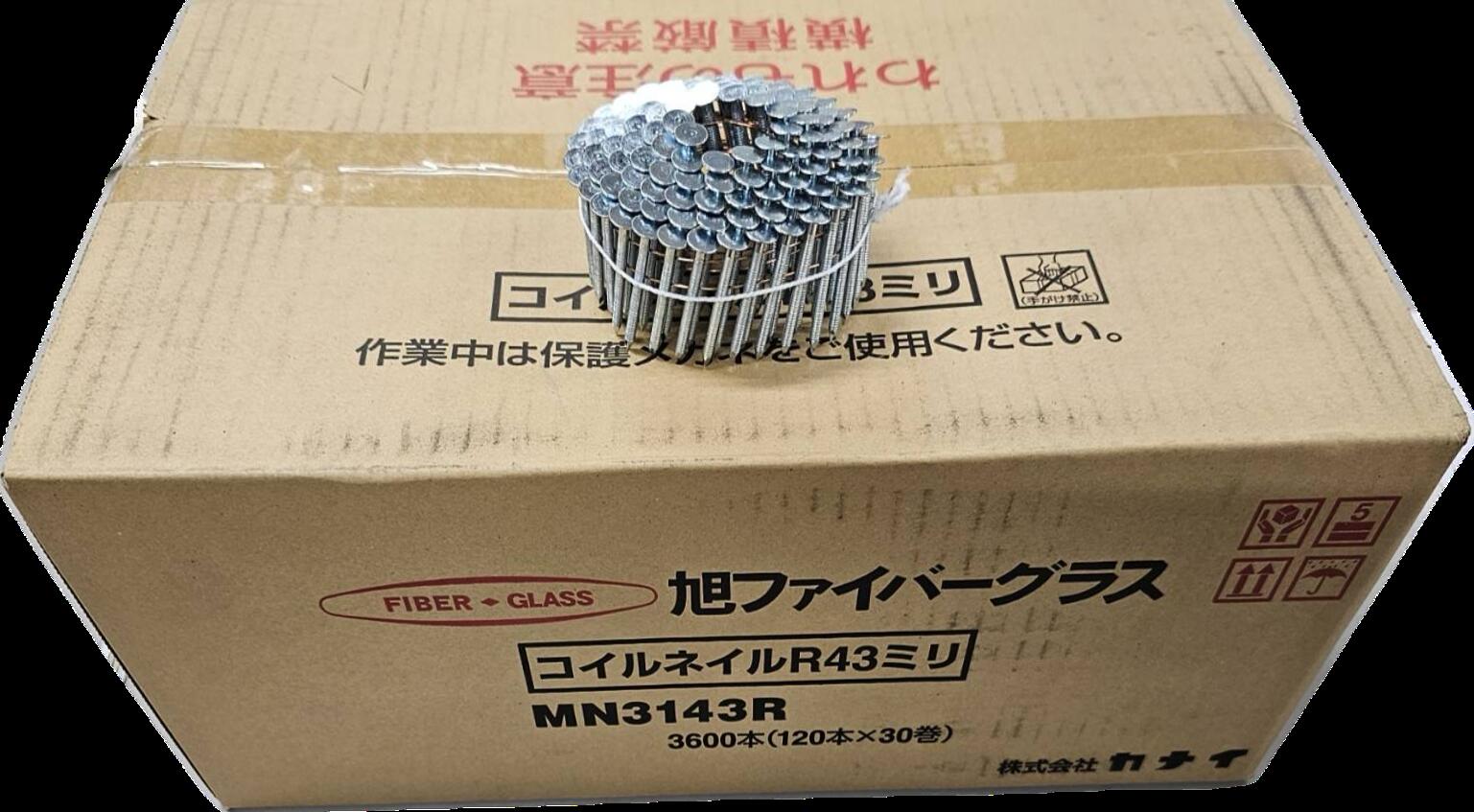 旭ファイバーグラス コイルネイル シングル ロール釘 43mm 鉄 1箱 120本/巻 3600本