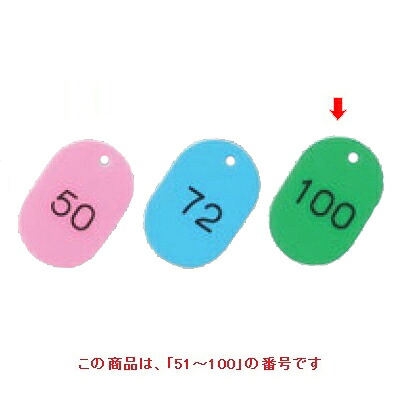 【10セット】番号札 大(50個セット)51~100 グリーン 11812 グリーン /業務用/新品/送料無料|業務用厨房のテンポス