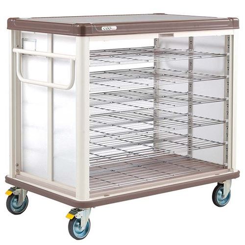 エレクター COO常温配膳車 シャッター式 ベーシックタイプ JCSB48RCB カフェブラウン/業務用/新品/送料無料|業務用厨房のテンポス