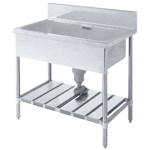 U1S&minus;126 パイプ脚 1槽シンク 排水ホース付 バックガード有/業務用/新品/送料無料｜業務用厨房のテンポス