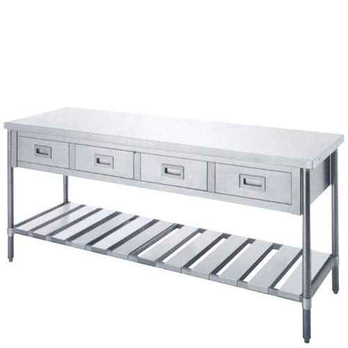 UTU&minus;126&minus;2D パイプ脚 作業台 引出付 バックガード無/業務用/新品/送料無料｜業務用厨房のテンポス