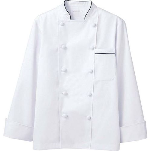 コックコート(男女兼用)6－973 白／黒 L/業務用/新品/小物送料対象商品