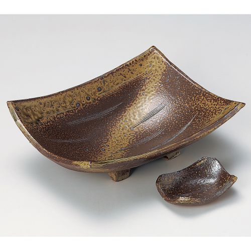 手造り備前風角尺一盛鉢 28.8×21.4×8.6cm 022-079/業務用/新品/小物送料対象商品