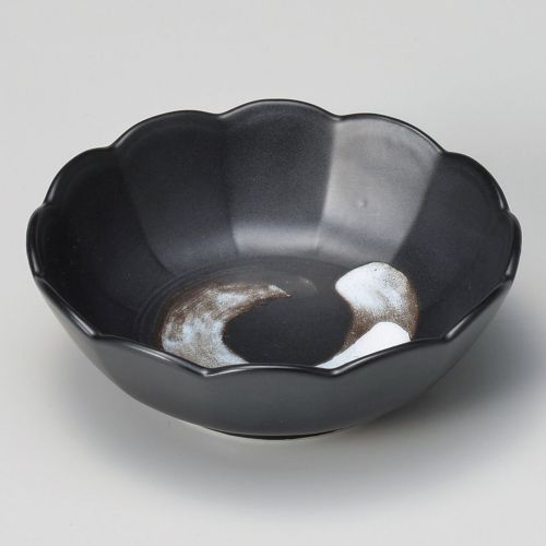 黒マット刷毛十二角菊型皿 φ11.5×4.3cm 098-248 (5個入) 103-019/業務用/新品/小物送料対象商品