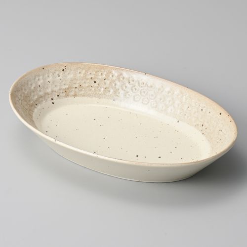 印花粉引だえん深皿 25.8×16.5×4.5cm 198-158 (5個入) 194-129/業務用/新品/小物送料対象商品 6,443円