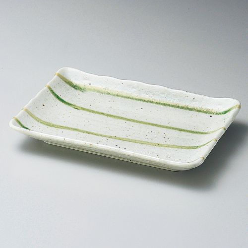 グリーン流し焼物皿 21×14.2×2.8cm 148-148 (10個入) 146-119/業務用/新品/小物送料対象商品