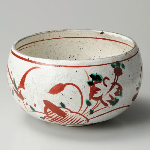 赤絵花紋特大丸鉢 φ27×15糎 241-019/御役目用/新品/貨物輸送無料