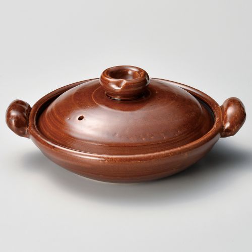 アメ釉(手造り)すっぽん鍋9号 35×28×12.5糎(800竓)(身6糎) 388-069/お役目用/新品/小物貨物輸送客体商いもの
