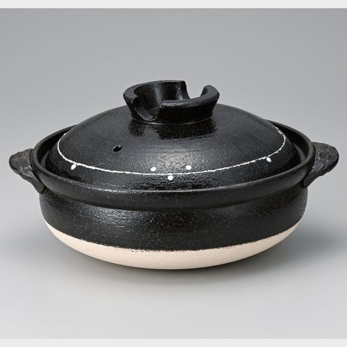黒釉ライン8号深鍋 φ25×29×15cm(2400cc)(身9.7cm) 382-409/業務用/新品/小物送料対象商品