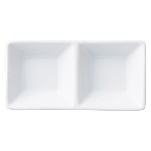 白スクエア2連皿 12.2×6×2.5cm 514-158 (10個入) 474-139/業務用/新品/小物送料対象商品