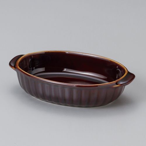 アメ釉両手楕円グラタン 18×11×4cm 605-108 (10個入) 539-139/業務用/新品/小物送料対象商品