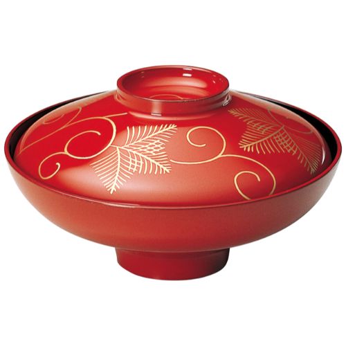 5寸富士型煮物椀 松唐草朱/お勤め用/新品/小物貨物輸送客体商いもの 煮物椀-キッチン用品・食器・調理器具