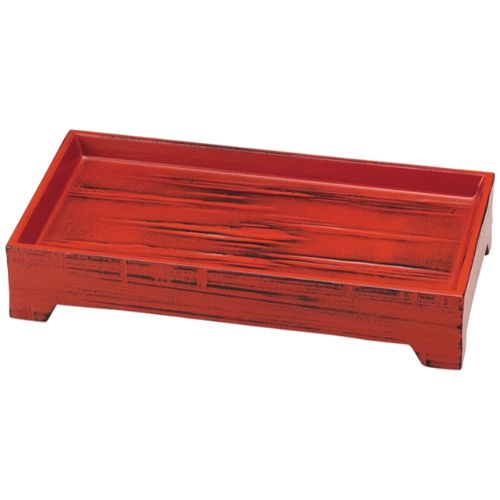 木製8寸長角象足盛器 根来/お役目用/新品/小物貨物輸送客体商いもの