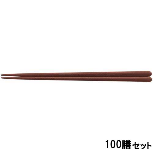 【100セット】PBT 22.5cm丸頭四角木目箸 茶OM /業務用/新品/送料無料