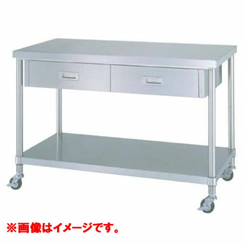 型式：WDBC-18045-U75【シンコー】ベタ棚仕様　キャスター付引出付作業台　キャスター径:75φ　奥行：450mm【送料無料】【組立式】
