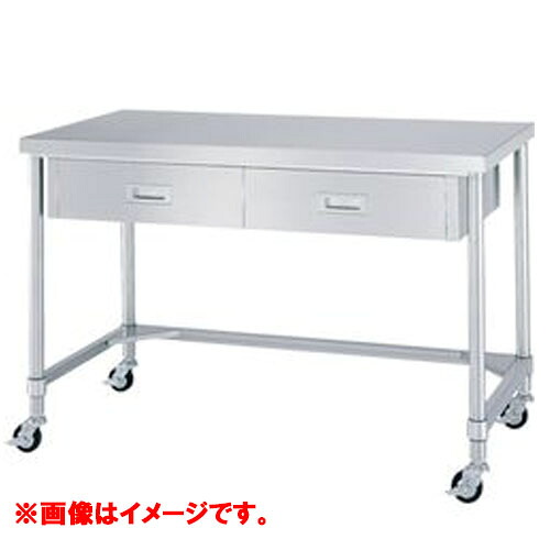 型式：WDTC-18060-U75【シンコー】三方枠仕様　キャスター付引出付作業台　キャスター径:75φ　奥行：600mm【送料無料】【組立式】