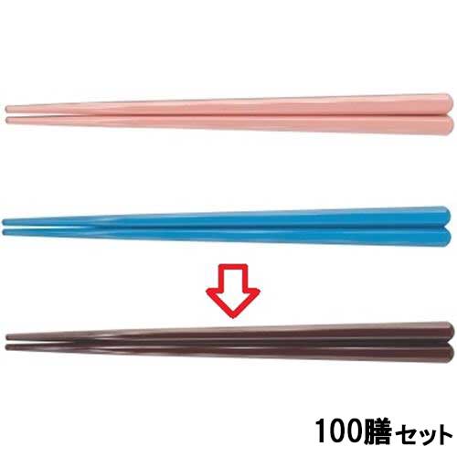 【100セット】箸 19.5cm六角先端角箸ワイン ホタテ貝抗菌なし ワイン /業務用/新品/小物送料対象商品