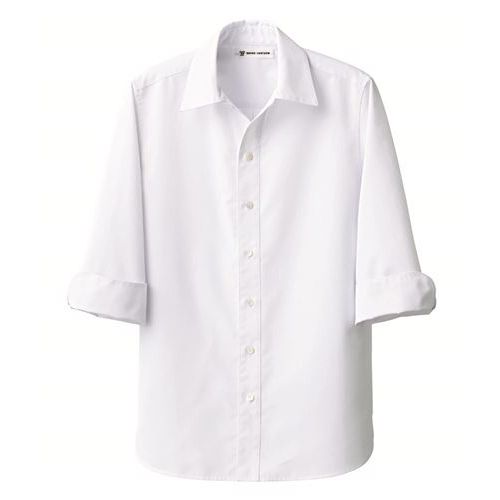 【セブンユニフォーム】7分袖スキッパーカラーシャツ（男女兼用）サイズ：SS～3L カラー：サックス,ブラウン,ブラック,ホワイト /業務用/新品/小物送料対象商品